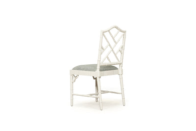 Teesdale Dining Chair - White with Duck Egg Fabric
