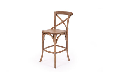 French Cross Back Counter Stool - Natural Oak - Timber Seat