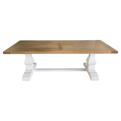 Oak Trestle Rectangular Dining Table 240cm White Legs