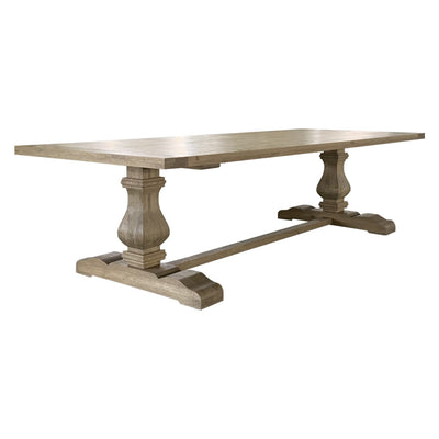 Oak Trestle Rectangular Dining Table Weathered Oak 300x120cm