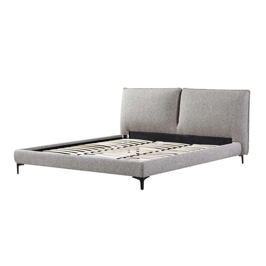 Fabric King Bed Frame - Sand Boucle