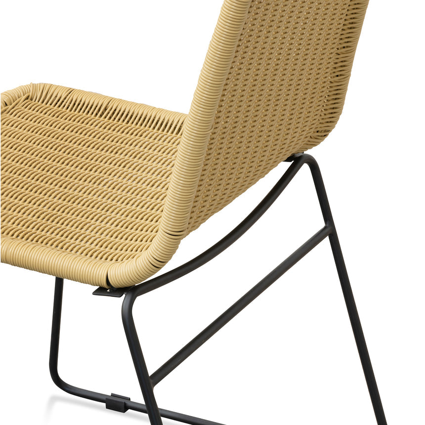 Rattan Seat Dining Chair - Natural with Black Legs