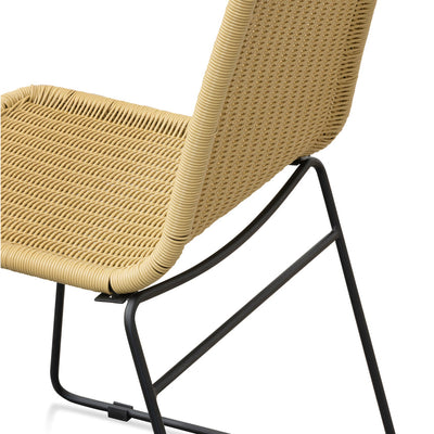 Rattan Seat Dining Chair - Natural with Black Legs
