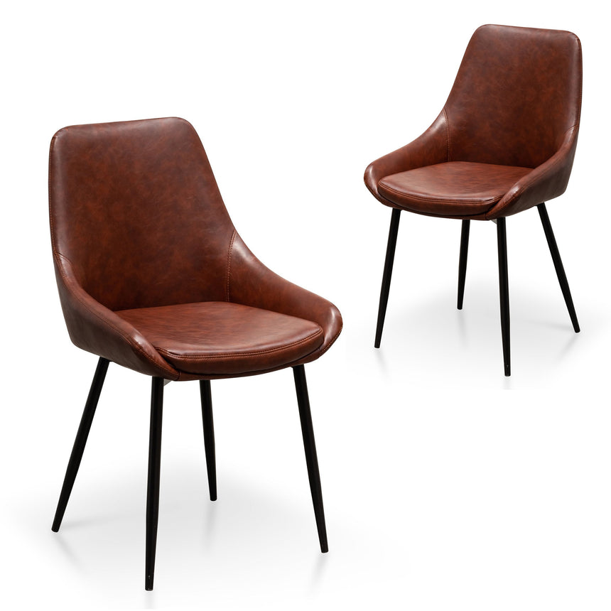 Dining Chair in Cinnamon Brown PU Leather (Set of 2)