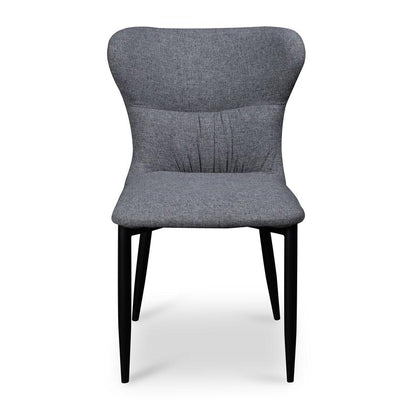 Fabric Dining Chair - Pebble Grey with Black Legs