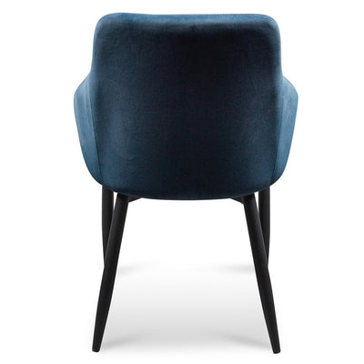 Dining Chair - Navy Blue Velvet with Black Legs (Set of 2)
