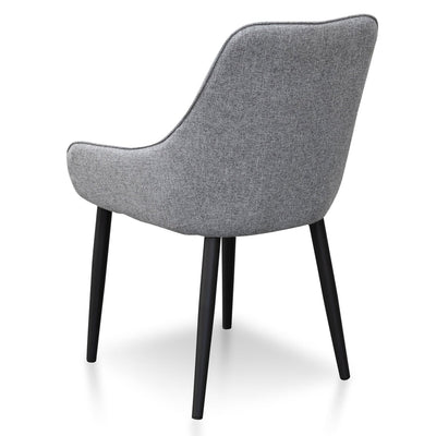 Dining Chair - Pebble Grey Fabric with Black Legs (Set of 2)
