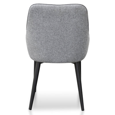 Dining Chair - Pebble Grey Fabric with Black Legs (Set of 2)