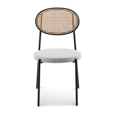 Rattan Back Dining Chair - Silver Grey Fabric