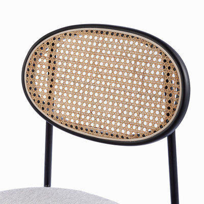 Rattan Back Dining Chair - Silver Grey Fabric