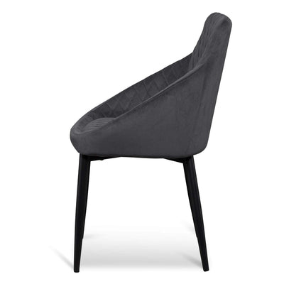 Dining Chair - Grey Velvet in Black Legs (Set of 2)