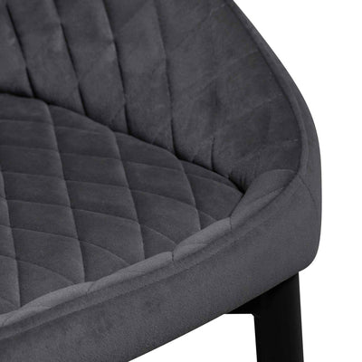 Dining Chair - Grey Velvet in Black Legs (Set of 2)