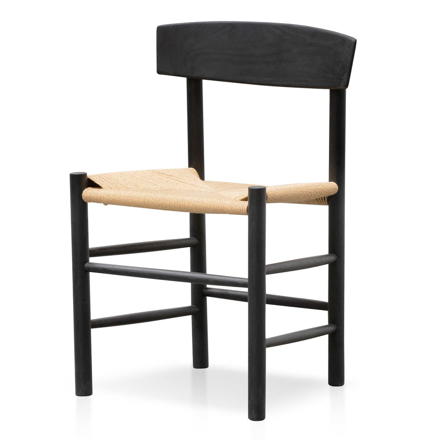 Rattan Black Dining Chair - Natural Seat (Set of 2)