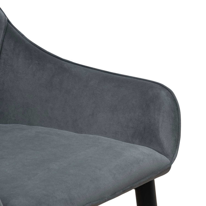 Fabric Dining Chair - Grey Velvet in Black Legs