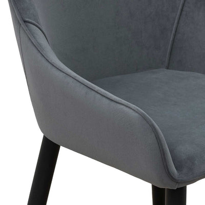 Fabric Dining Chair - Grey Velvet in Black Legs