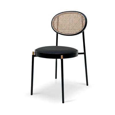 Fabric Natural Rattan Dining Chair - Black