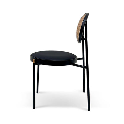 Fabric Natural Rattan Dining Chair - Black