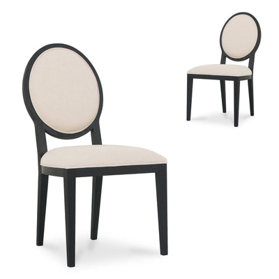Light Beige Fabric Dining Chair - Black Frame (Set of 2)