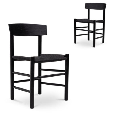 Rattan Dining Chair - Full Black (Set of 2)