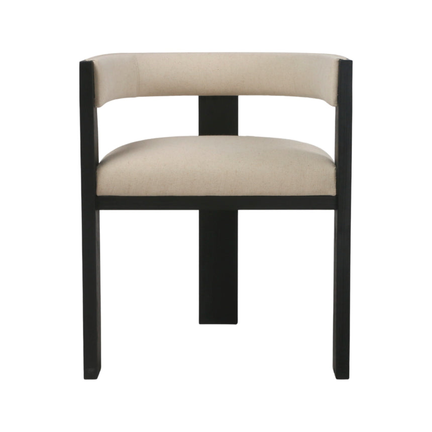 Set of 2 - Black ELM Dining Chair - Light Beige