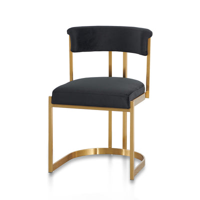 Black Velvet Dining Chair - Golden Base