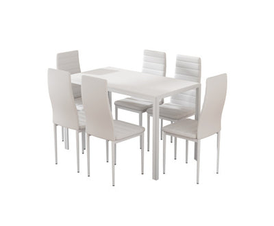 Artiss Dining Chairs and Table Dining Set 6 Chair Set Of 7 White