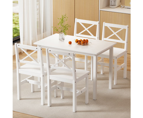 Artiss Dining Chairs and Table Dining Set 4 Cafe Chairs Set Of 5 4 Seater White