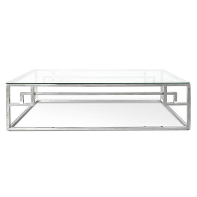 1.2m Coffee Table With Tempered Glass - Stainless Steel Base