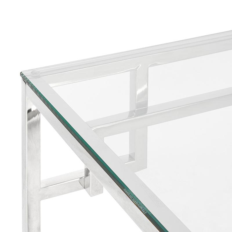 1.2m Coffee Table With Tempered Glass - Stainless Steel Base