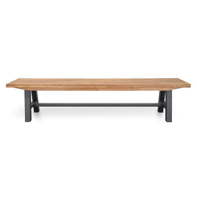 Outdoor Wooden Bench - Natural Top and Black Legs