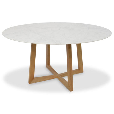 1.5m Round Marble Dining Table - Natural