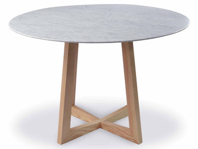 5m Marble Round Dining Table - Natural