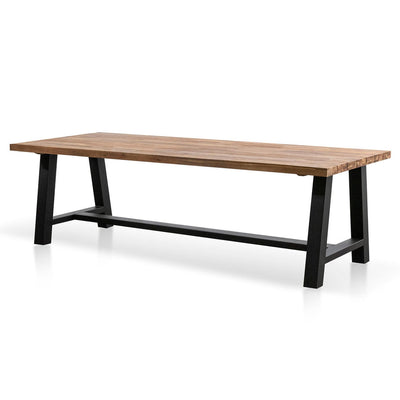 Outdoor Dining Table - Natural Top and Black Base