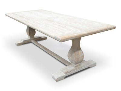 198cm Dining Table - Rustic White Washed