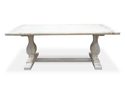 198cm Dining Table - Rustic White Washed