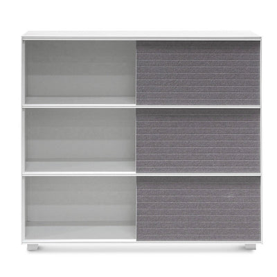 Inter-layered White Storage Cabinet - Grey Doors