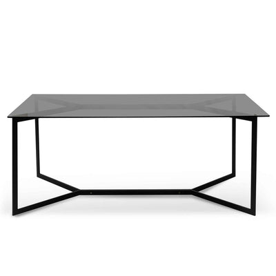 1.9m Grey Glass Dining Table - Black Base
