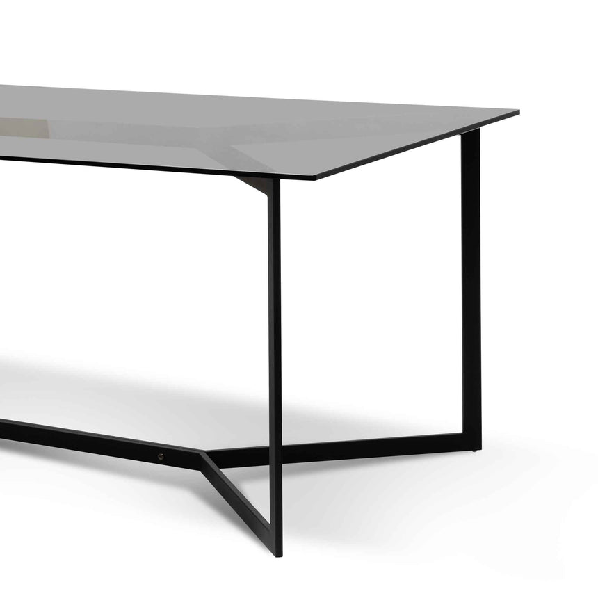 1.9m Grey Glass Dining Table - Black Base