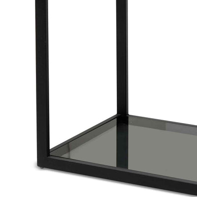 1.2m Grey Glass Shelving Unit - Black Frame