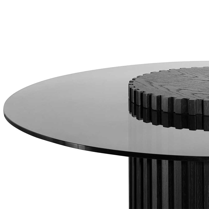 1.2m Grey Glass Round Dining Table - Black