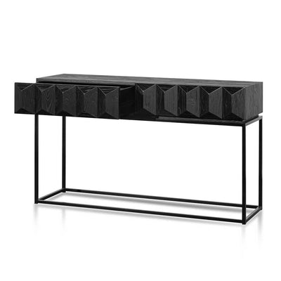 140cm Wooden Console Table - Full Black
