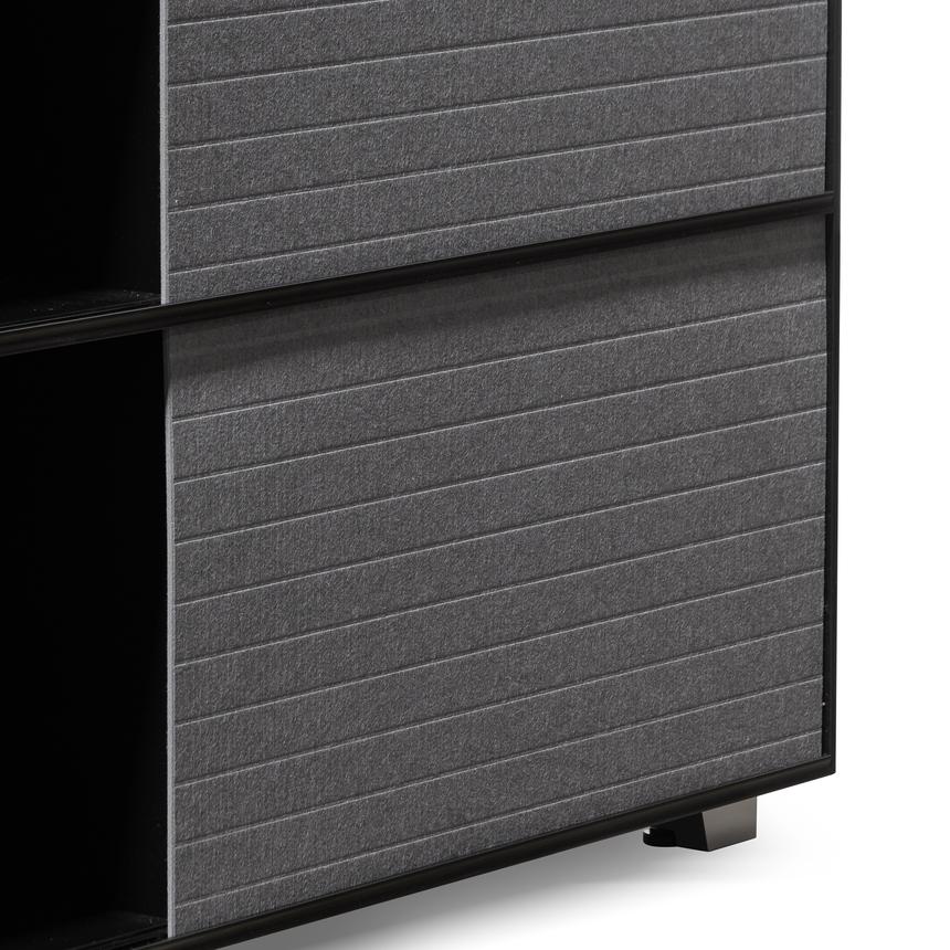 Inter-layered Black Storage Cabinet - Grey Doors