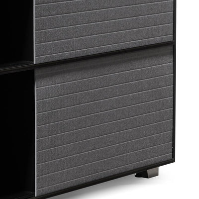 Inter-layered Black Storage Cabinet - Grey Doors
