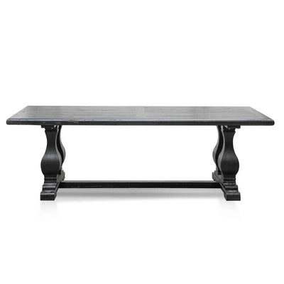 Elm Wood Dining Table 2.4m - Full Black