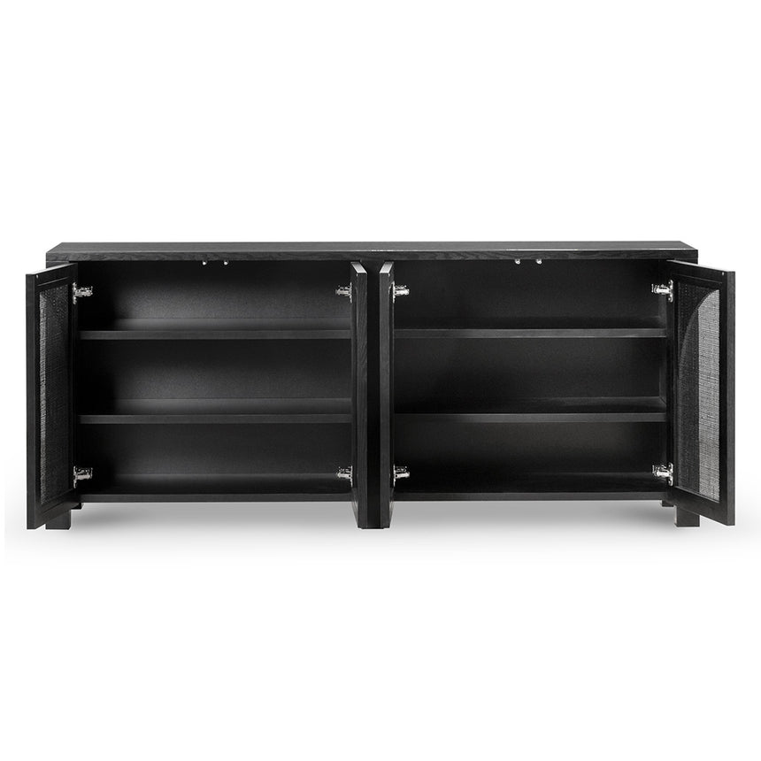 1.95m Black Oak Sideboard Unit Rattan House of Isabella AU
