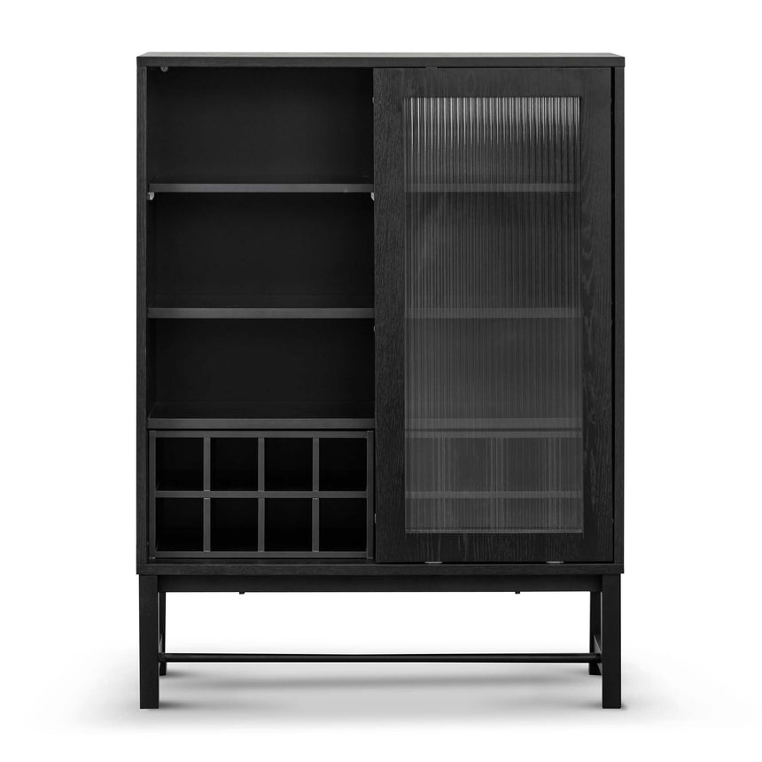 Black Bar Cabinet - Flute Glass Doors