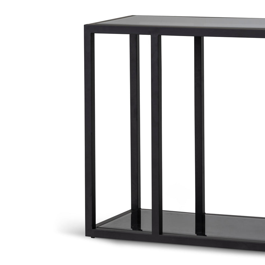 1.6m Grey Glass Console Table - Black