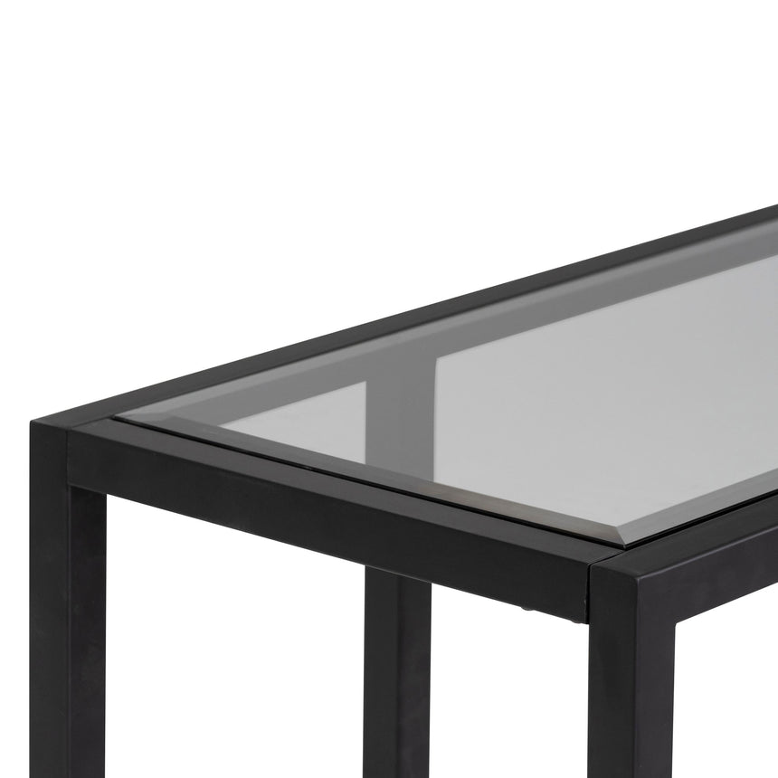 1.6m Grey Glass Console Table - Black