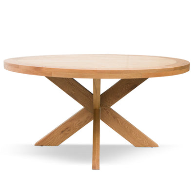 1.5m Round Wooden Dining Table - Distress Natural