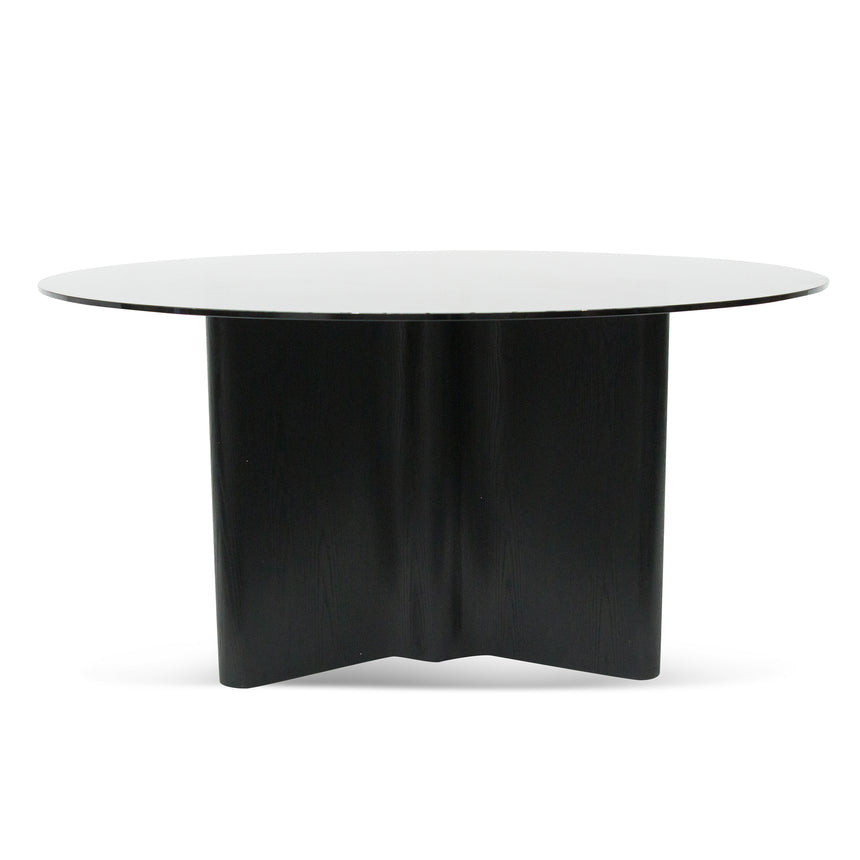 1.5m Round Glass Dining Table - Black